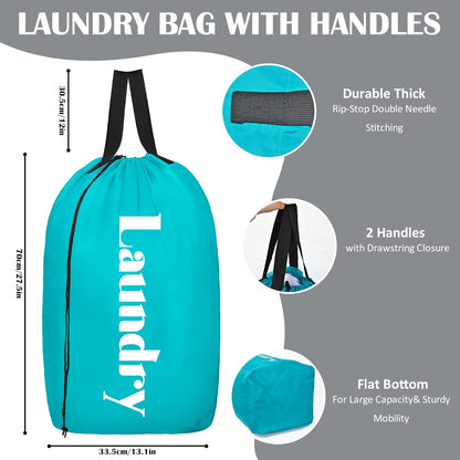 Sylfairy 2 Pack XL Laundry Bag with Strap,Heavy Duty Travel Laundry Bag,Rip-Stop Dirty Clothes Shoulder Bag with Drawstring,Easy Fit a Laundry Hamper or Basket Travel Essentials