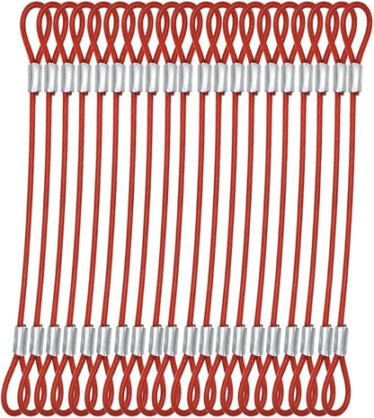 15 pcs 7.9 inch(20cm) 3mm Thickness Stainless Steel Wire Cable with Loops Vinyl Cover Coated Short Rope Lanyard Lock Safety Tether Chains,Red