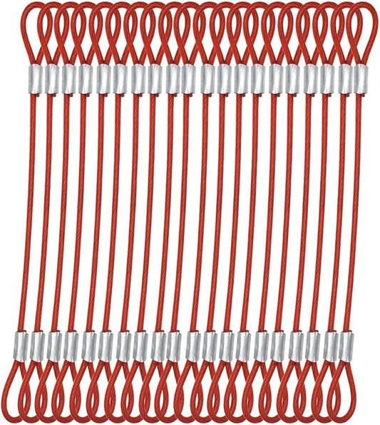 15 pcs 7.9 inch(20cm) 3mm Thickness Stainless Steel Wire Cable with Loops Vinyl Cover Coated Short Rope Lanyard Lock Safety Tether Chains,Red