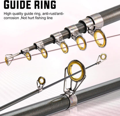 Sougayilang Portable Telescopic Fishing Rod with Carbon Fiber Material and Precision Carved Reel Seat - Suitable for Saltwater and Freshwater Fishing