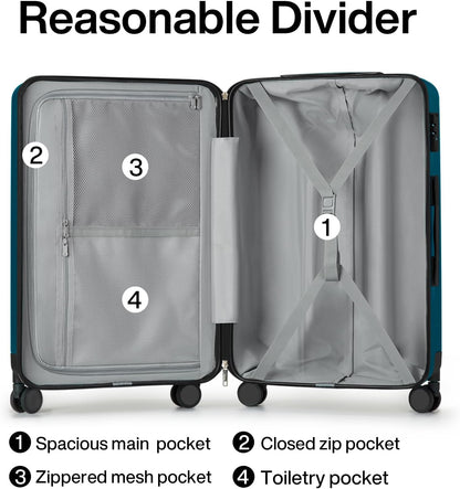 Hanke Luggage Sets 2 piece Carry On Luggage with Wheels PC Hard Shell Suitcases Lightweight Checked Travel Luggage Large Travel Suitcase Woman Men 20/29 Inch(Caribbean Blue)