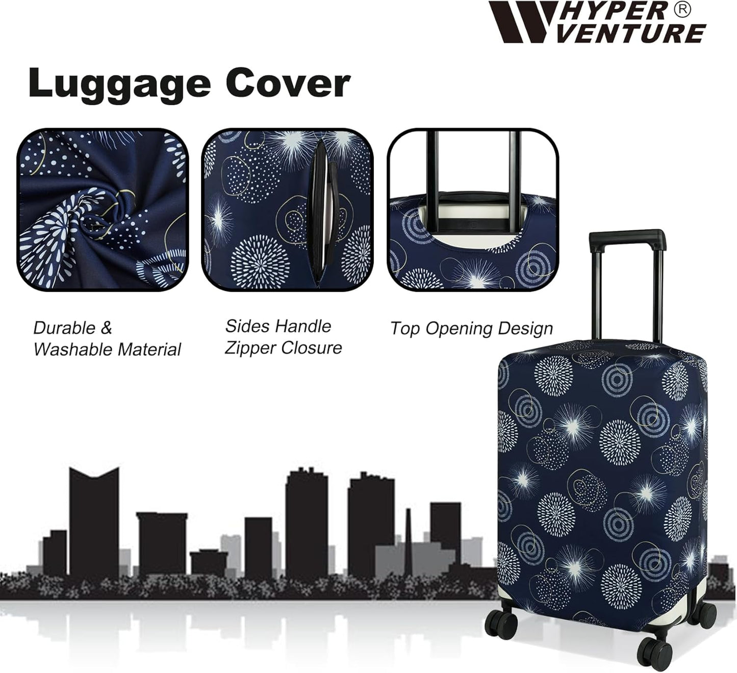 HYPER VENTURE Washable Luggage Cover - Fashion Suitcase Protector Fits 18-22 Inch Luggage (Sparkler, S)