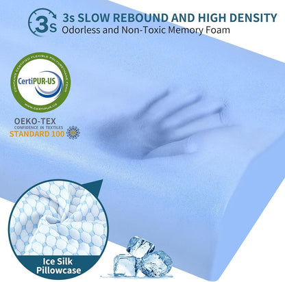 Cervical Neck Pillow for Pain Relief, Contour Memory Foam Pillows for Sleeping, Odorless Ergonomic Pillow Adjustable Orthopedic Cooling Pillow Bed Pillow Neck Support for Side Back Stomach Sleepers