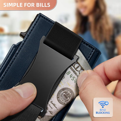 BULLIANT Men Wallet Gift Boxed,Slim Front Pocket Wallet Money Clip Card Holder 3.8"x2.7",Pop-up Access
