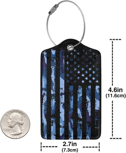 Set of 2 Luggage Tag for Suitcases Tie dye PU Leather Luggage Tag with Full Back Privacy Name ID Card Fun Laggage Tags