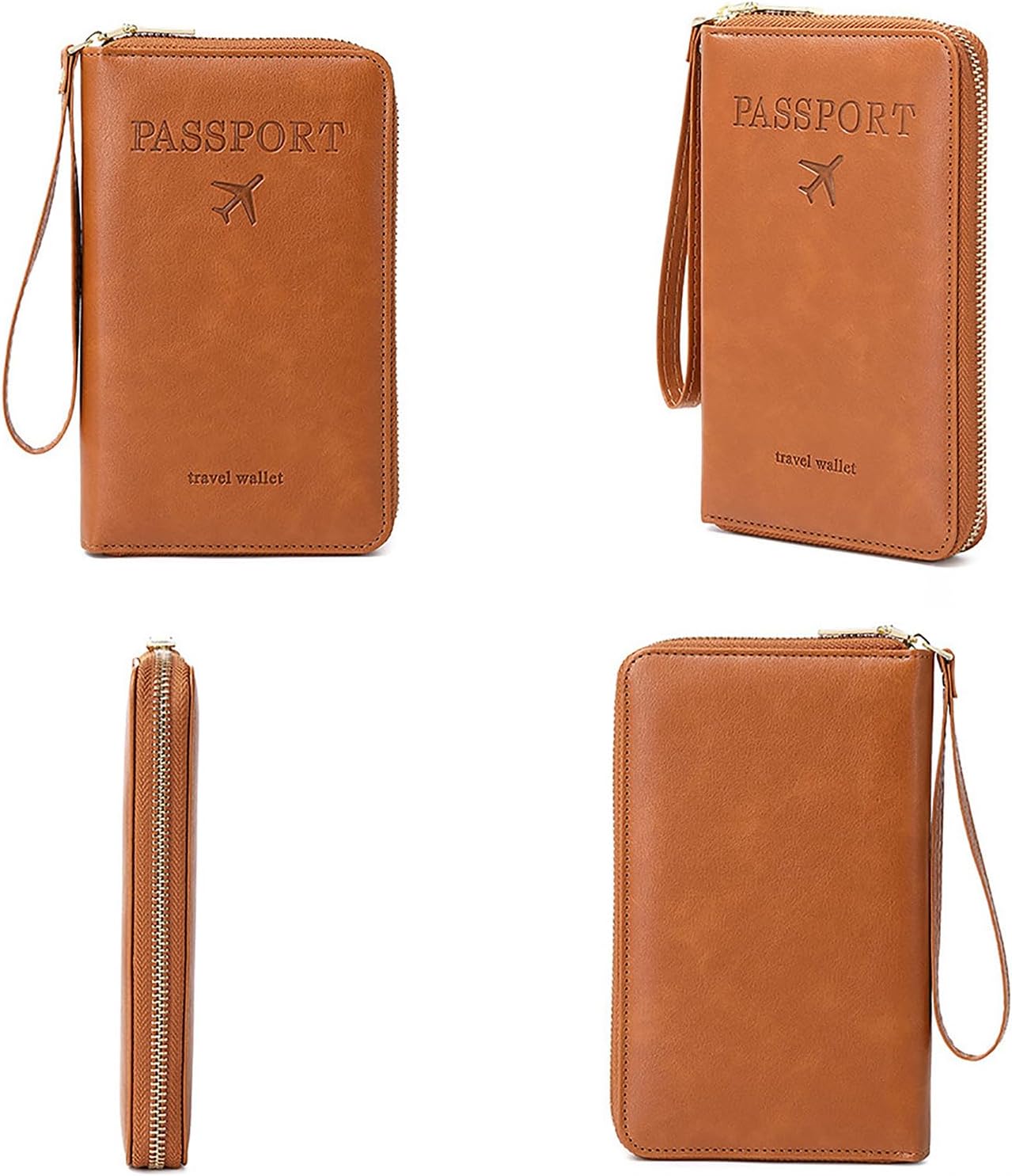 Rowgins Rfid Blocking Passport Holder Wallet, Rowgins Rfid Passport Holder with Zipper, PU Leather PassportHolder for Travel (BROWN)