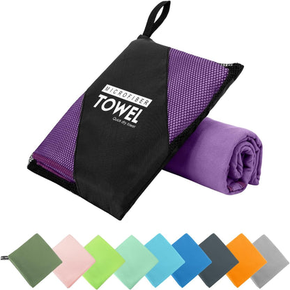 Microfiber Travel Towel, Soft Lightweight Quick Dry Towel, Super Absorbent Compact Travel & Sports & Beach Towels for Camping, Backpack, Gym, Swimming, Yoga, Hiking (L:24"×48" -Purple)
