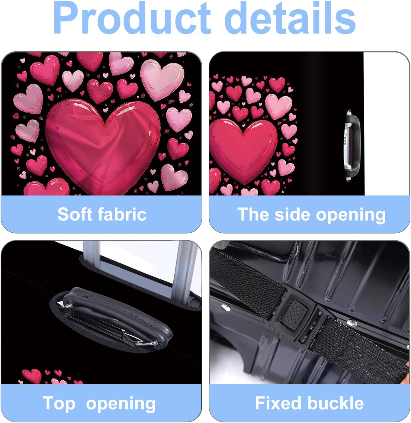 Luggage Cover Washable Suitcase Protector Anti-Scratch,Stretchable Fit for 20-34Inch Luggage Durable Travel Bag Cover with Zipper Closure (Heart, L(fits 28-30Inch suitcase))