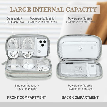 FYY Electronic Organizer, Travel Cable Organizer Bag Pouch Electronic Accessories Carry Case Portable Waterproof Double Layers All-in-One Storage Bag for Cable, Cord, Charger, Phone, Earphone Khaki