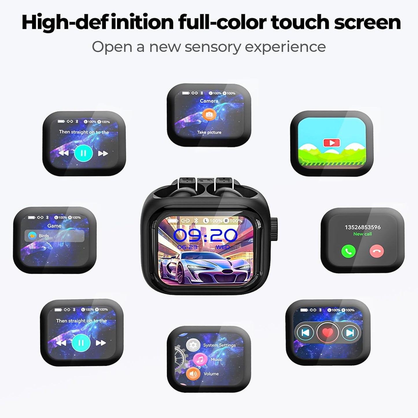 NE40 Earbuds with LCD Screen, NE40 Translation Earbuds, Bluetooth 6.0 Translation Earphone Real Time for 134 Languages, Translator Headphones with 7 Translation fit iOS&Android, Black
