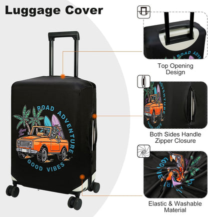 HYPER VENTURE Washable Luggage Cover - Fashion Suitcase Protector Fits 23-26 Inch Luggage (Road Adventure, M)