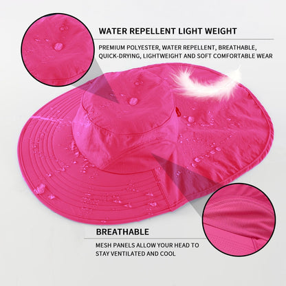 Home Prefer Outdoor UPF50+ Sun Hat Wide Brim Mesh Fishing Hat with Neck Flap