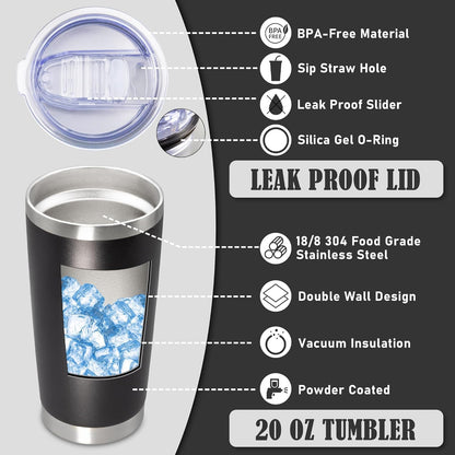 20 oz Tumbler Coffee Tavel Tumblers Bulk with Lid Stainless Steel Double Wall Vacuum Insulated Mug Powder Coated Cups fit Car Cupholder for Hot and Cold - Black, 12Pack