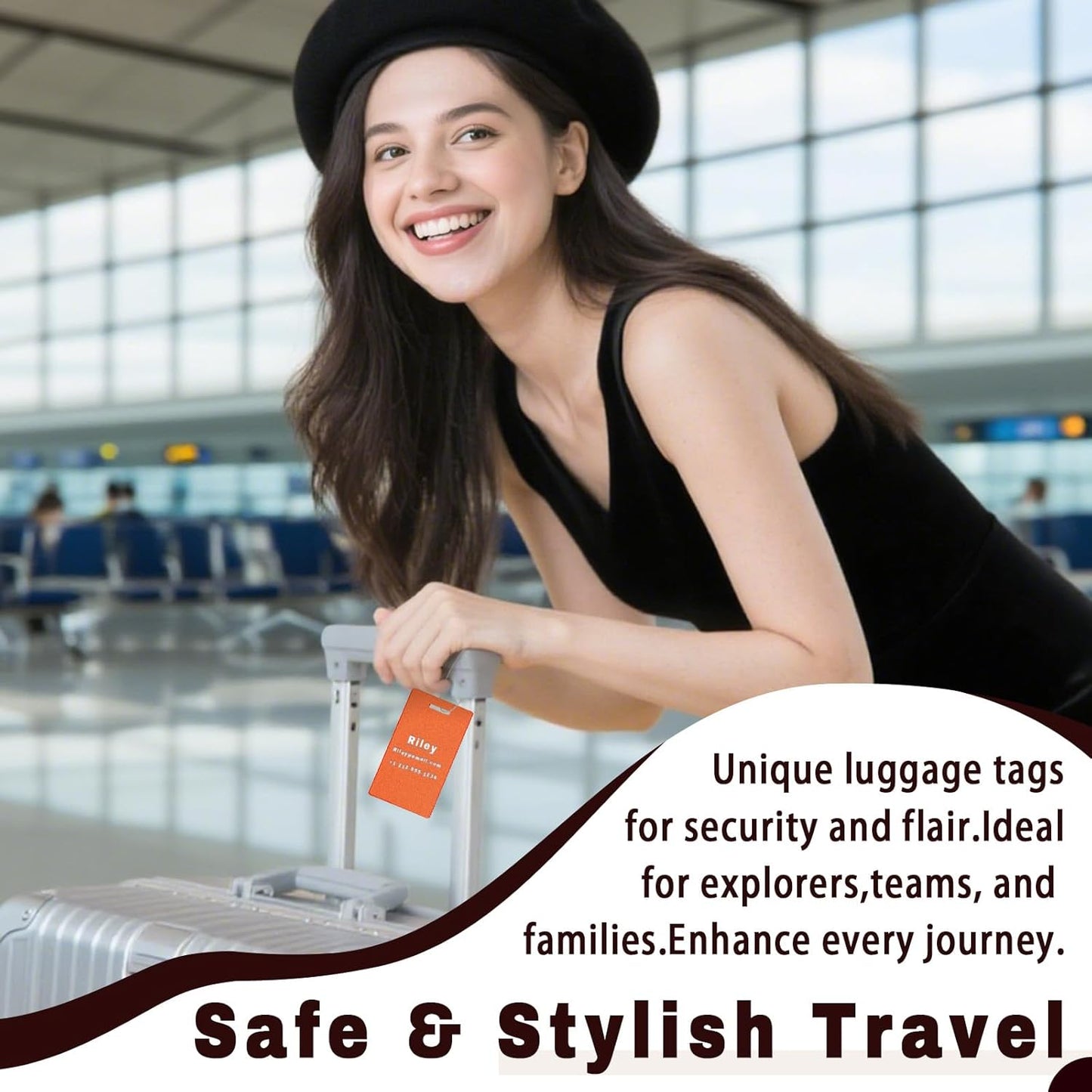 4PCS Personalized Luggage Tags for Travel Durable Aluminium Luggage Tags for Suitcases Custom Bag Tags for Backpacks Heavy Duty Personalized Name Tags for Birthday Gifts(Small,Purple)