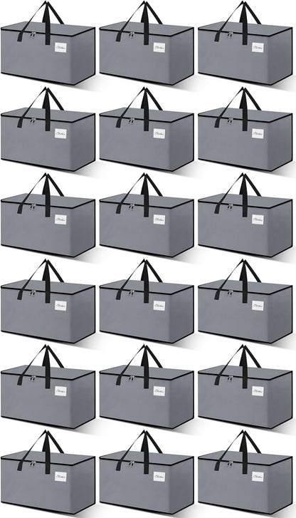 Heavy Duty Moving Bags - Extra Large Packing Bags and Storage Totes, Collapsible and Foldable Option for Moving and Storage, Grey, 125 L - 18 Pack