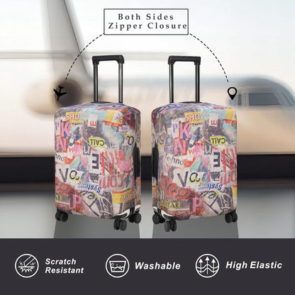 Explore Land Travel Luggage Cover Suitcase Protector Fits 31-32 Inch Case (Retro Pictorial, XL)