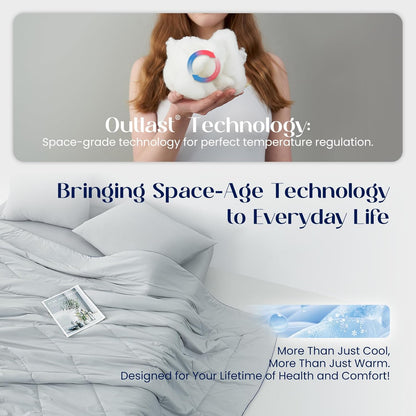 Dream Valley® Outlast® Deepsleep Cooling Comforter, Twin Size, NASA-Grade Space Technology Cooling Blanket for Hot Sleepers Night Sweats, Q-Max > 0.45 Aerocool™ Breathable, Dream Blue, 68"x90"