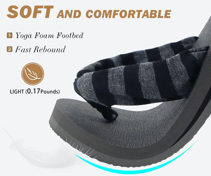 KuaiLu Flip Flops for Women with Arch Support Yoga Mat Comfortable Summer Beach Walking Thong Cushion Sandals Slip On Indoor Outdoor