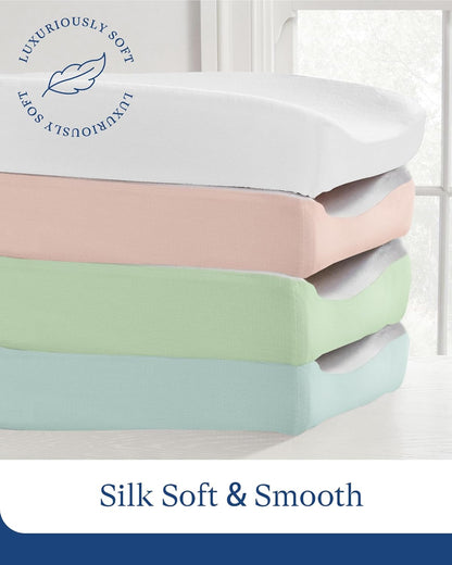 PurComfy Supersoft Diaper Changing Pad Covers, 2-Pack Premium Bamboo Viscose Change Table Pad Covers for Baby Girls and Boys, Hypoallergenic Stretchy Changing Table Cover Sheets