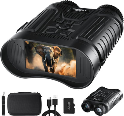 Night Vision Goggles, 4K Night Vision Binoculars for Adults, 3'' HD Screen & 8X Digital Zoom External Flashlight, 2000FT Viewing Range for Outdoor