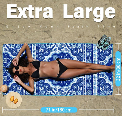 Microfiber Lightweight Beach Towel Sand Free Quick Dry Absorbent Thin Compact Towels for Swimming Pool Camping Beach Accessories Large Easy Pack Travel Things for Vacation Essentials Gift