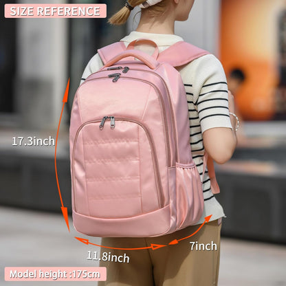 Della Gao College Laptop Backpack with Pencil Case, Pink Travel Backpack for Women, Waterproof Computer Back Pack for Travel, Business, Work, College (Pink, 15.6 Inch)
