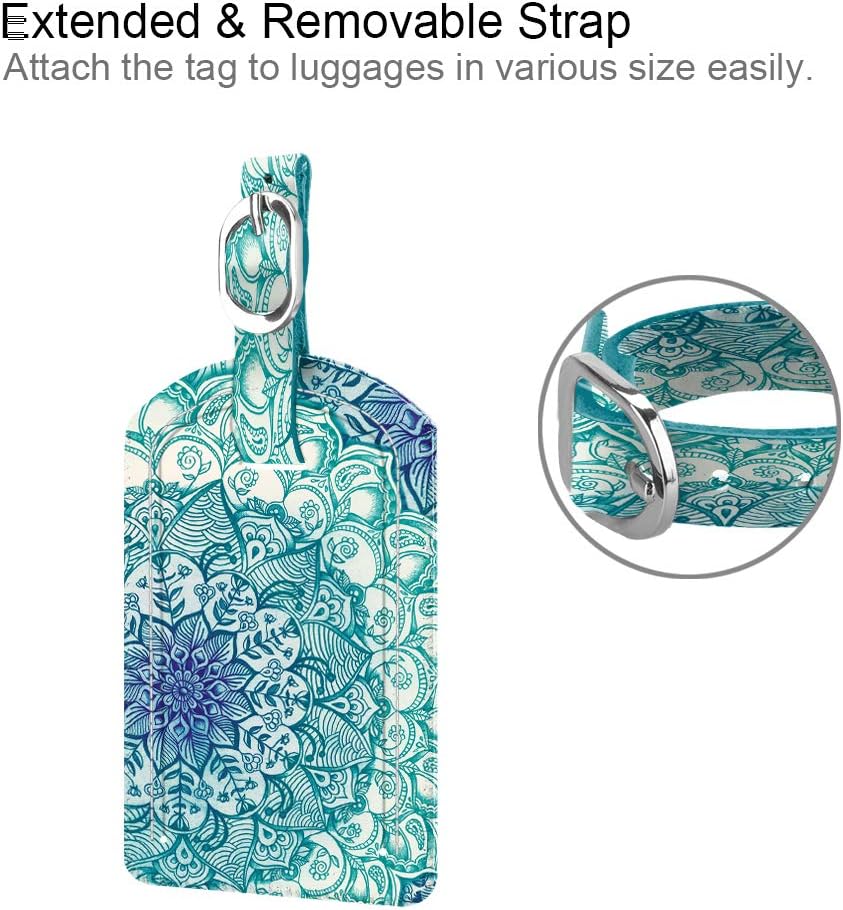 FINTIE 2 Pack Luggage Tags, Leather Name ID Labels with Privacy Cover for Travel Bag Suitcase, Theme - Emerald Illusions