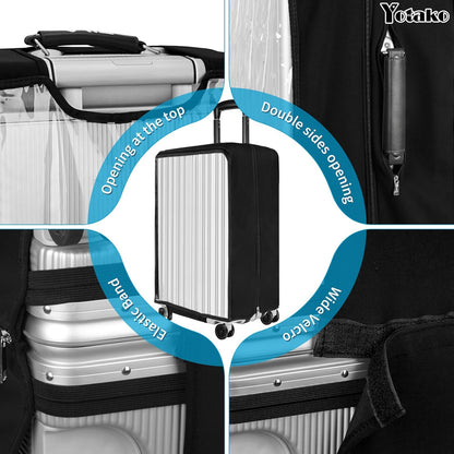 Yotako Upgraded Zippered Transparent PVC Suitcase Cover, No Disassembly Required Clear Luggage Protector for Suitcase Luggage Protector Cover 26''