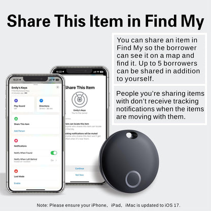 Reyke Smart Tag, Bluetooth Luggage Tracker, Works with Apple Find My (iOS Only), Item Locator for Key, Luggage, Backpack, Wallet, IP67 Waterproof, 4 Pack, Black+White