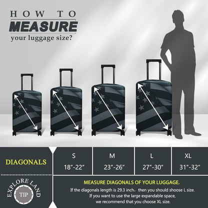Explore Land Travel Luggage Cover Suitcase Protector Fits 23-26 Inch Case (Flag, M)