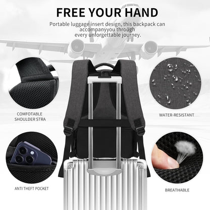 Black Backpacks for Men, Backpack for School, School Backpack for Boys Teens, 15.6 inch Laptop Back Pack with USB Charging Port, College Book Bag, Business Work Travel Bookbag, mochilas para hombres