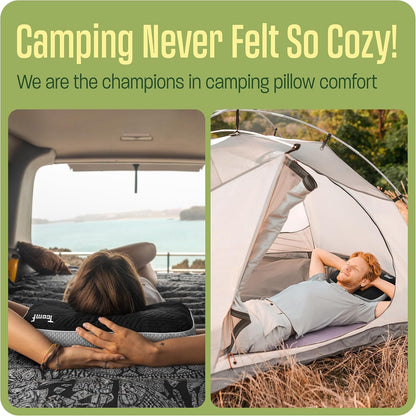 Camping Pillow: Dual Cover, Memory Foam Travel Pillow, Medium Firm Camp Pillow, Camping Pillows for Sleeping, 5 Layers for Support, Small Travel Pillow,Small Portable Pillow 10x16 Inches (Black)
