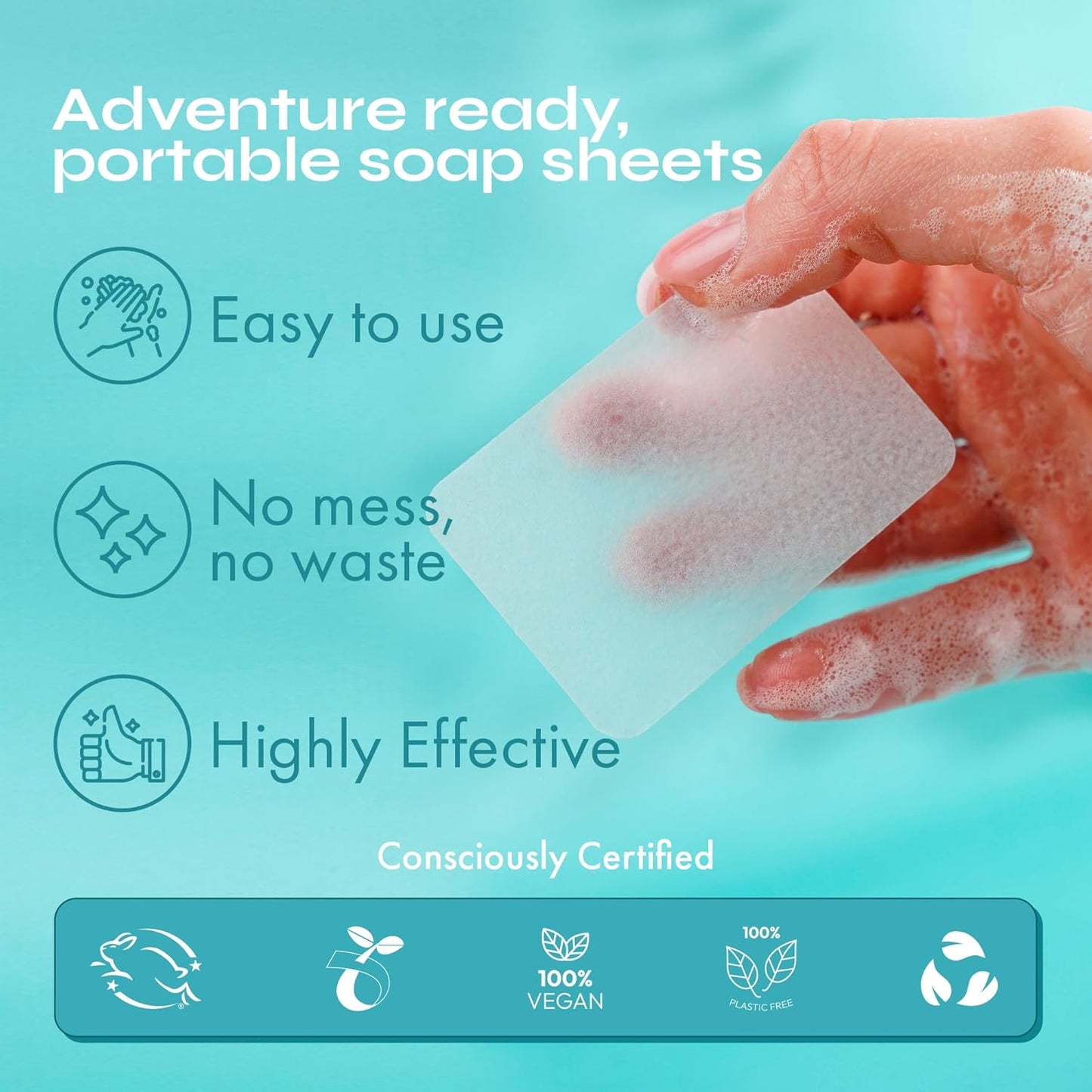 FOMIN - Antibacterial Paper Soap Sheets for Hand Washing - (300 Sheets) Rose Portable Travel Soap Sheets, Dissolvable Camping Mini Soap, Portable Hand Soap sheet