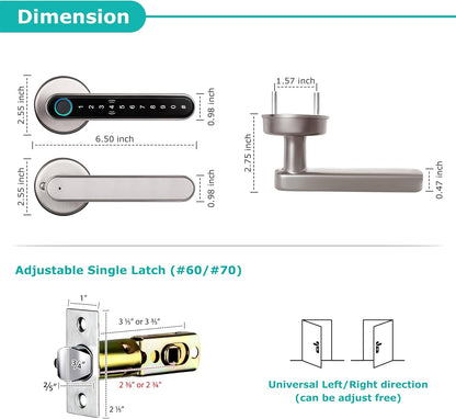[Upgrade] Smart Lock,CATCHFACE Fingerprint Door Lock TTLock Smart Door Knob Smart Door Handle Digital Door Lock Fingerprint/Code/Card/Key-Ideal for Front Door Hotel Office Office