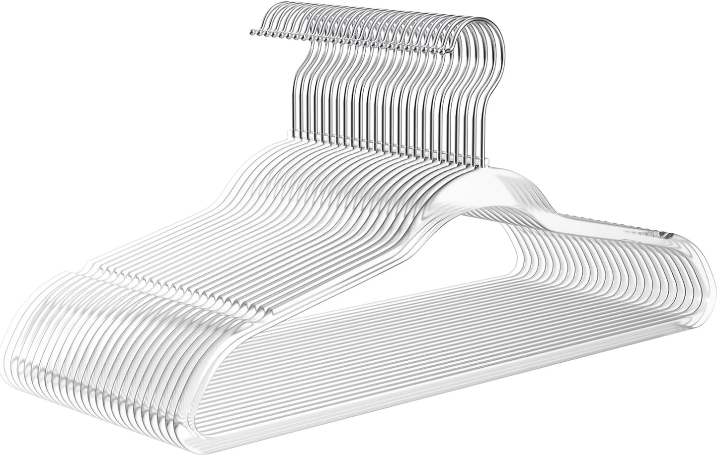 MIZGI 20 Pack Clear Plastic Hangers - Premium Thick Invisible Space Saving Hanger with 360° Swivel Hook, Ultra Slim Hangers for Suits, Dresses, Shirts, Coats & Pants