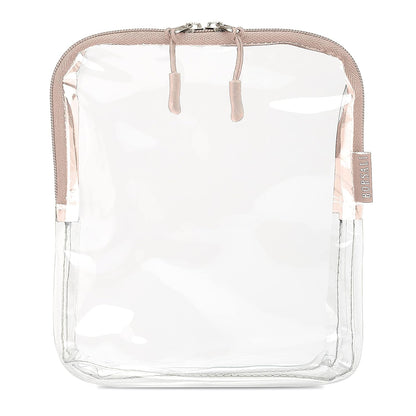 BORSALI TSA-Approved Quart-Sized Bag for Carry-On Travel - One (1) Quart Clear Toiletries, Cosmetic and 3-1-1 Liquids Toiletry Bag - Taupe