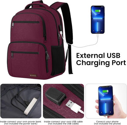 Backpack for Girls Women, School Backpack for Teen Boys, Lightweight Casual High School Bookbag, Daily-use Travel Laptop Backpack with USB Charging Port Fits 15.6 Inch Notebook