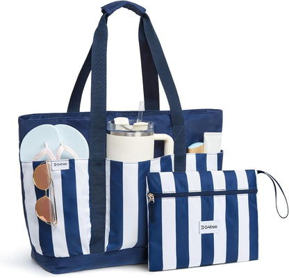 G4Free Beach Bag,Waterproof Beach Tote Pool Bags for Women,Compatible with Stanley Cup,Foldablefor Weekender Travel