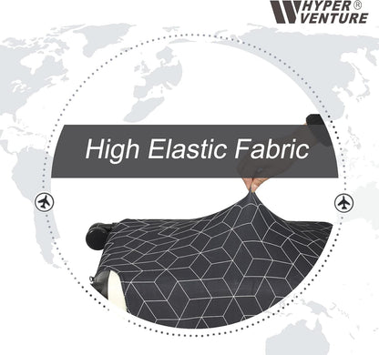 HYPER VENTURE Washable Luggage Cover - Fashion Suitcase Protector Fits 27-30 Inch Luggage (Black Maze, L)