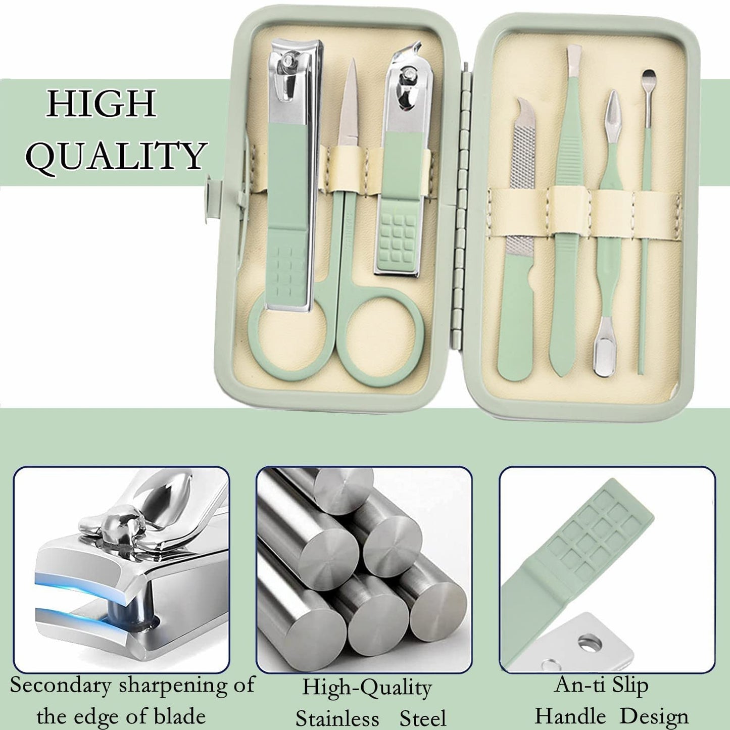 Aceoce Manicure Set Business Gifts Handheld Sized, Nail Clippers Set Tools Luxurious Manicure Set Professional Stainless Steel Nail Clippers with Travel Case for Men Women Teens Parents Colleagues