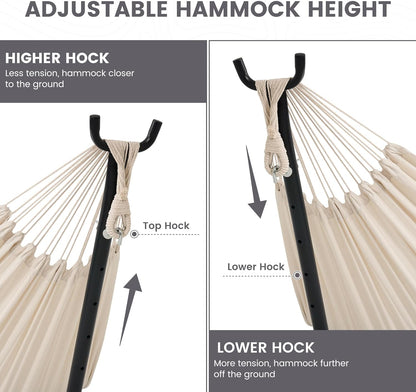 Lazy Daze Hammocks Double Hammock with 9ft Space-Saving Steel Stand Includes Portable Carrying Case, 450 Pounds Capacity (Natural)