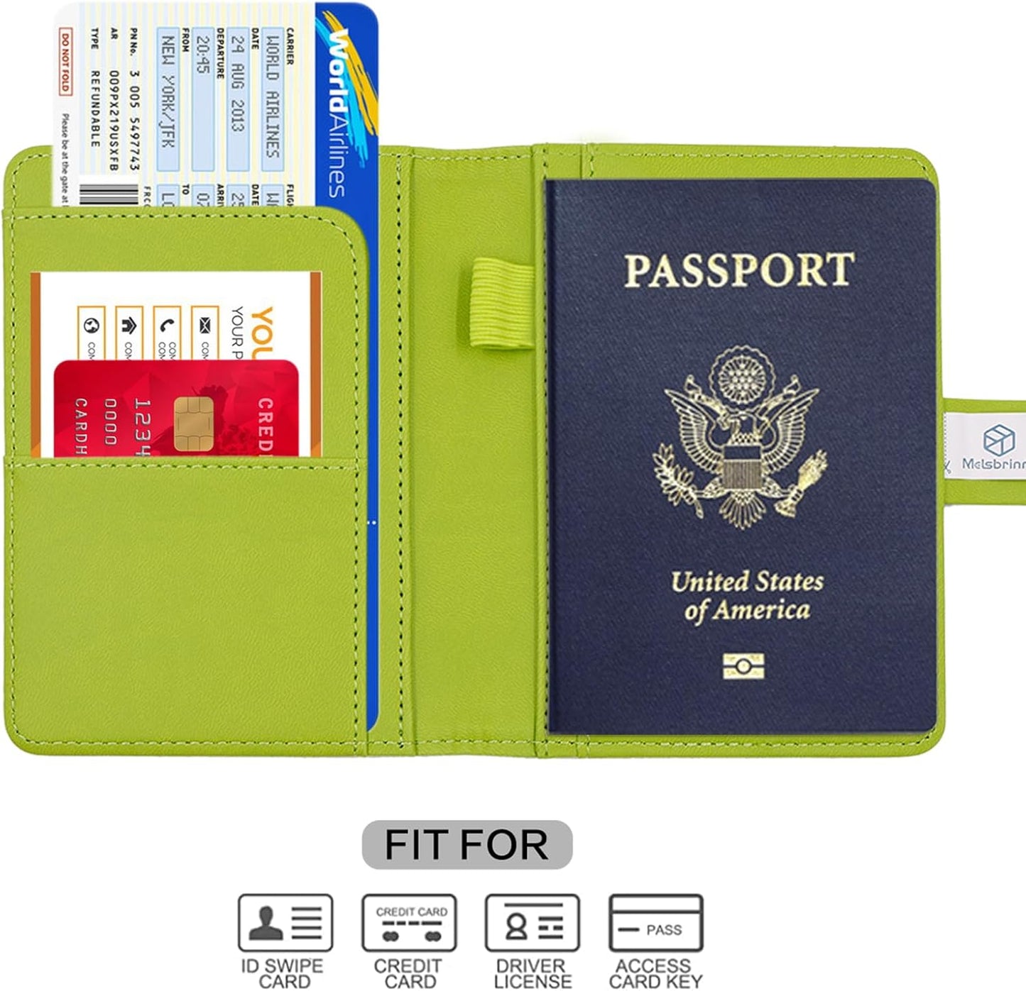Melsbrinna Premium Leather Passport Holder Covers Case, Waterproof Rfid Blocking Travel Wallet Passport Holder with Pen Holder, Cute Passport Book for Women/Men