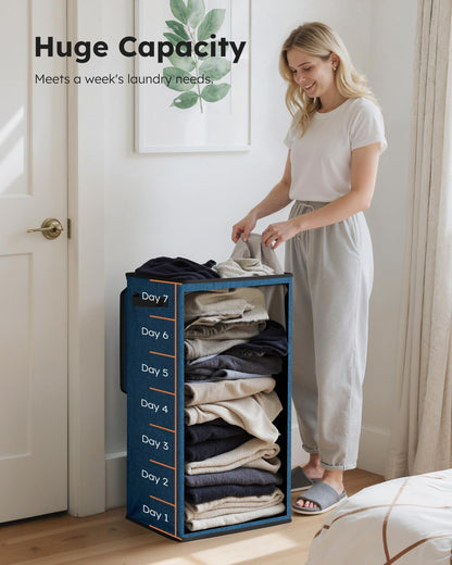 SOLEDI Laundry Hamper with Lid 100L Large & Tall Collapsible Laundry Baskets, Clothes Hamper with Bag Removable Easy to Carry, Dirty Hampers for Bedroom, Bathroom, Dorm, College, Blue