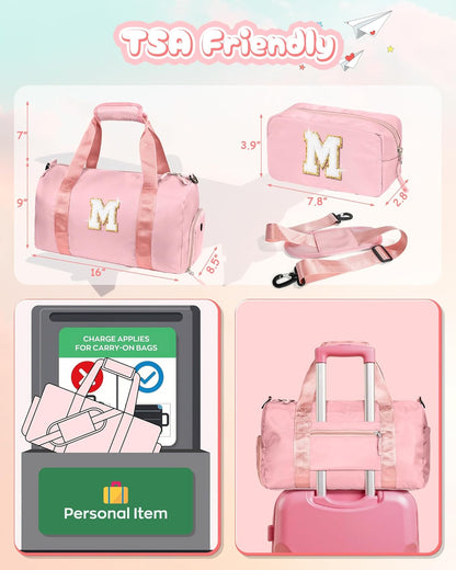 Christmas Gifts for Kids-Girl Gym Bag with Shoe Compartment, Kid Personalized Weekender Overnight Bags, Initial Travel Tote with Makeup Pouch, Graduation Gift for Girls (Letter Y)