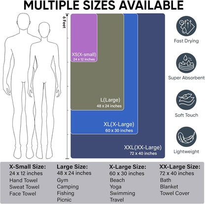 APEXUP Microfiber Travel Towel, Ultra Absorbent Quick Dry Towels, Lightweight Gym Sports Camping Towel for Workout, Yoga, Beach, Shower, Swimming (48"×24", Army Green)