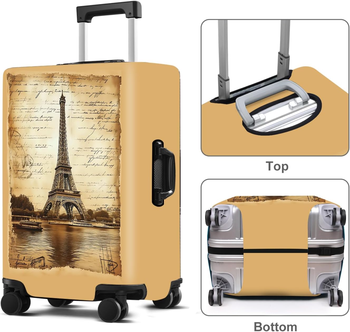 Luggage Cover Washable Suitcase Protector Anti-scratch Suitcase cover Fits 20-34 Inch Luggage (Tower-3, M(24-26inch suitcase))