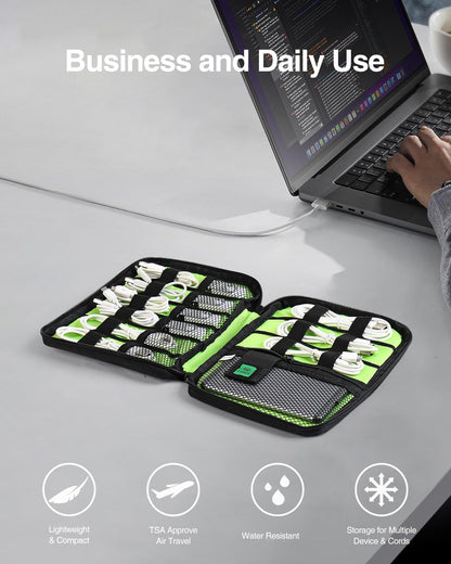 Luxtude Travel Cable Organizer Bag, Flat Cord Organizer Bag, Portable Electronics Case, Travel Essentials for Wire/Cord Storage/Charger Case/Cable Storage/Tech Accessories Pouch/Tech Gifts