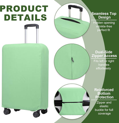 PATIKIL Luggage Cover, Suitcases Covers Elastic Carry on Cover Protector Washable Scratch-Resistant Fits 24-25 Inch Luggage for Travel Business Trips, Light Green