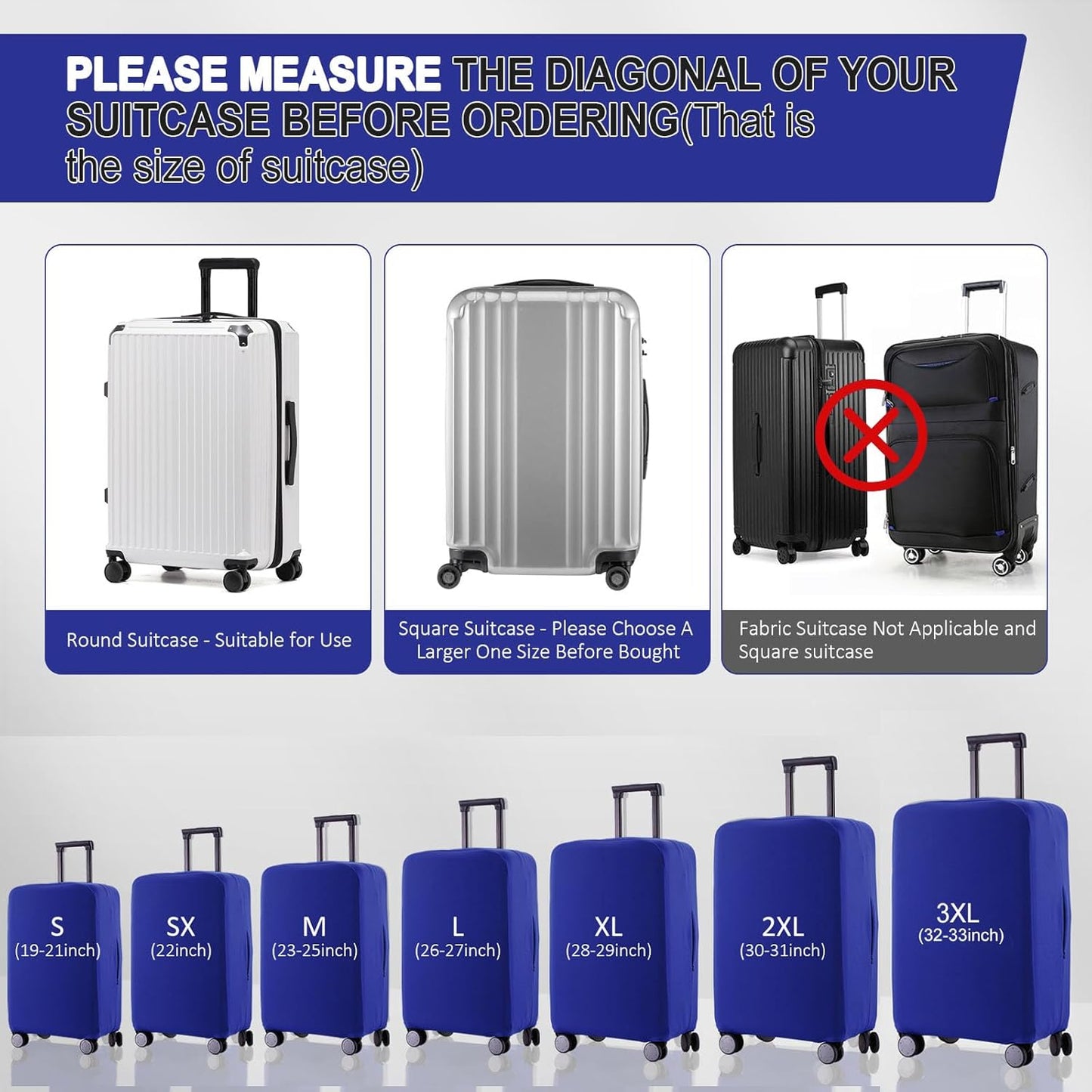 Travel Luggage Cover - Scratch-Resistant Suitcase Protector (Blue, S(19-21 inch))