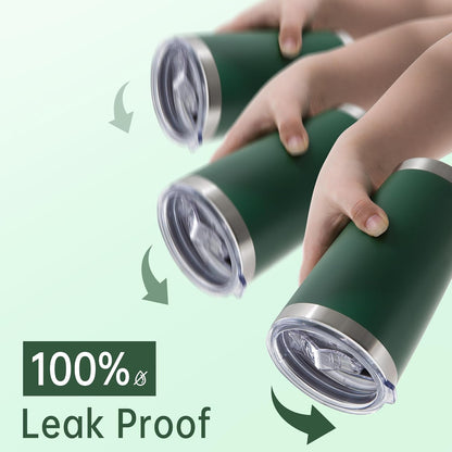 20 oz Tumblers Bulk Stainless Steel Tumbler with Lid Double Wall Vacuum Insulated Coffee Mug 20oz Powder Coated Cup for Hot and Cold Drinks, Dark Green, 6 pack